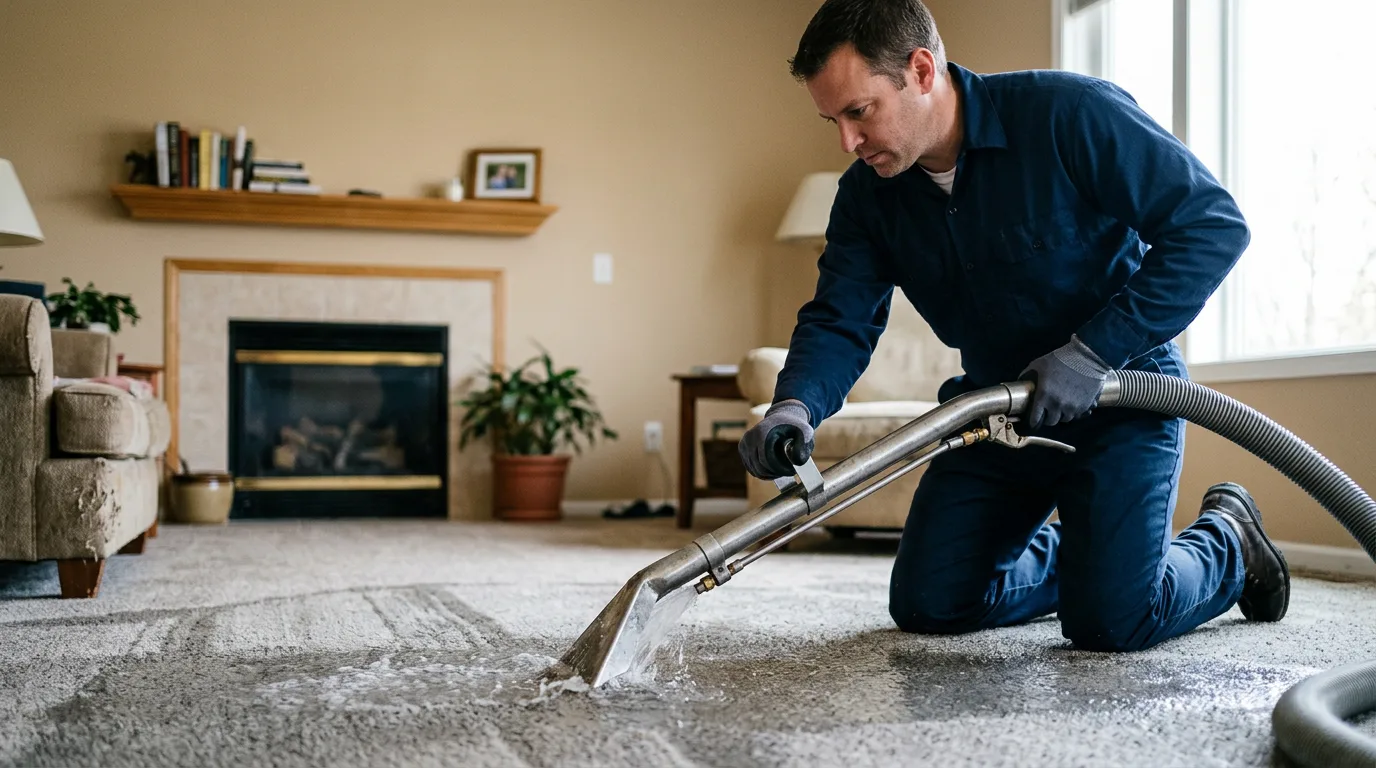 Water damage restoration technician working near Blue Mountain Lake, NY